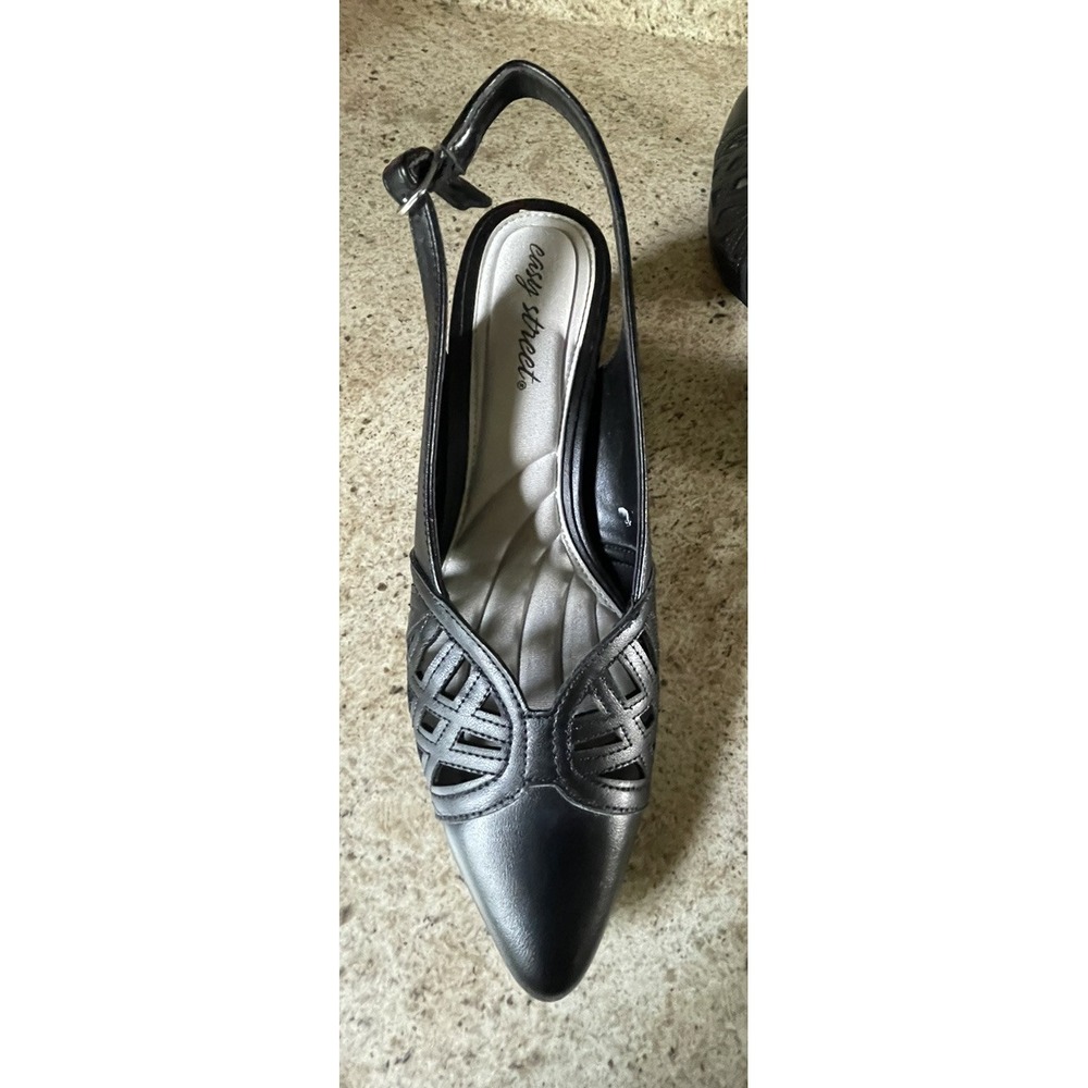 Women's Size 9M Slingback Heels Shoes Easy Street Black‎ Bizzy Super Flex - Picture 7 of 10